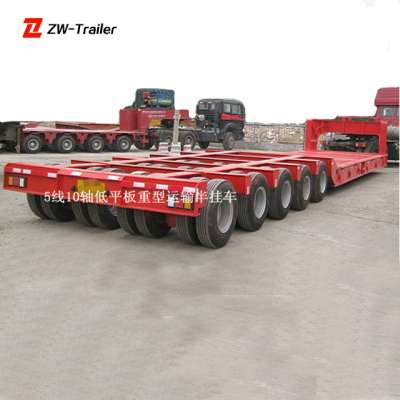 5 line 10 axles Detachable Gooseneck Multi-axle 250T Lowbed Trailer