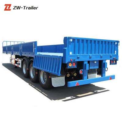 Hot sale 3 axle Flat Bed Side wall removable Cargo semi Trailer for sale